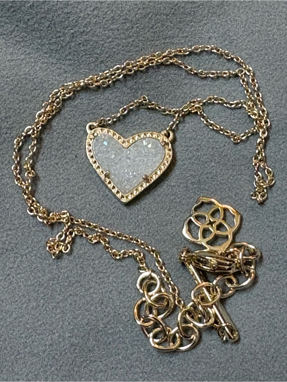 Kendra Scott Gold iridescent Heart Druzy Ari Necklace